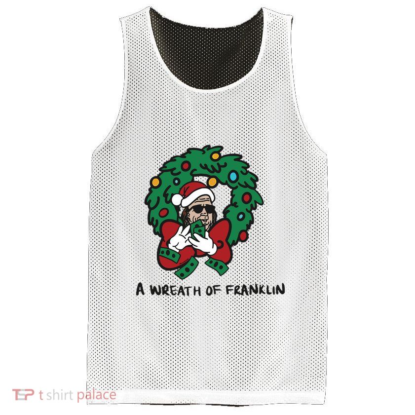 Santa A Wreath Of Franklin Christmas Mesh Reversible Basketball Jersey Tank