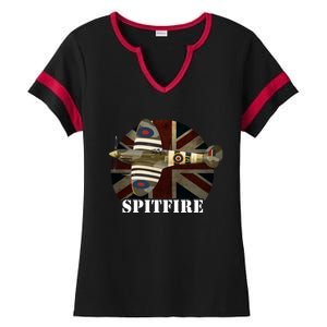 Spitfire Aircraft Ww2 Airplane Aeroplane War Plane Gift Ladies Halftime Notch Neck Tee