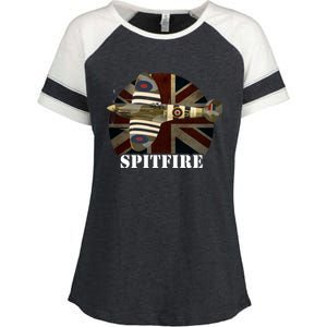 Spitfire Aircraft Ww2 Airplane Aeroplane War Plane Gift Enza Ladies Jersey Colorblock Tee