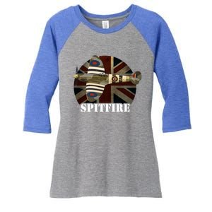 Spitfire Aircraft Ww2 Airplane Aeroplane War Plane Gift Women's Tri-Blend 3/4-Sleeve Raglan Shirt