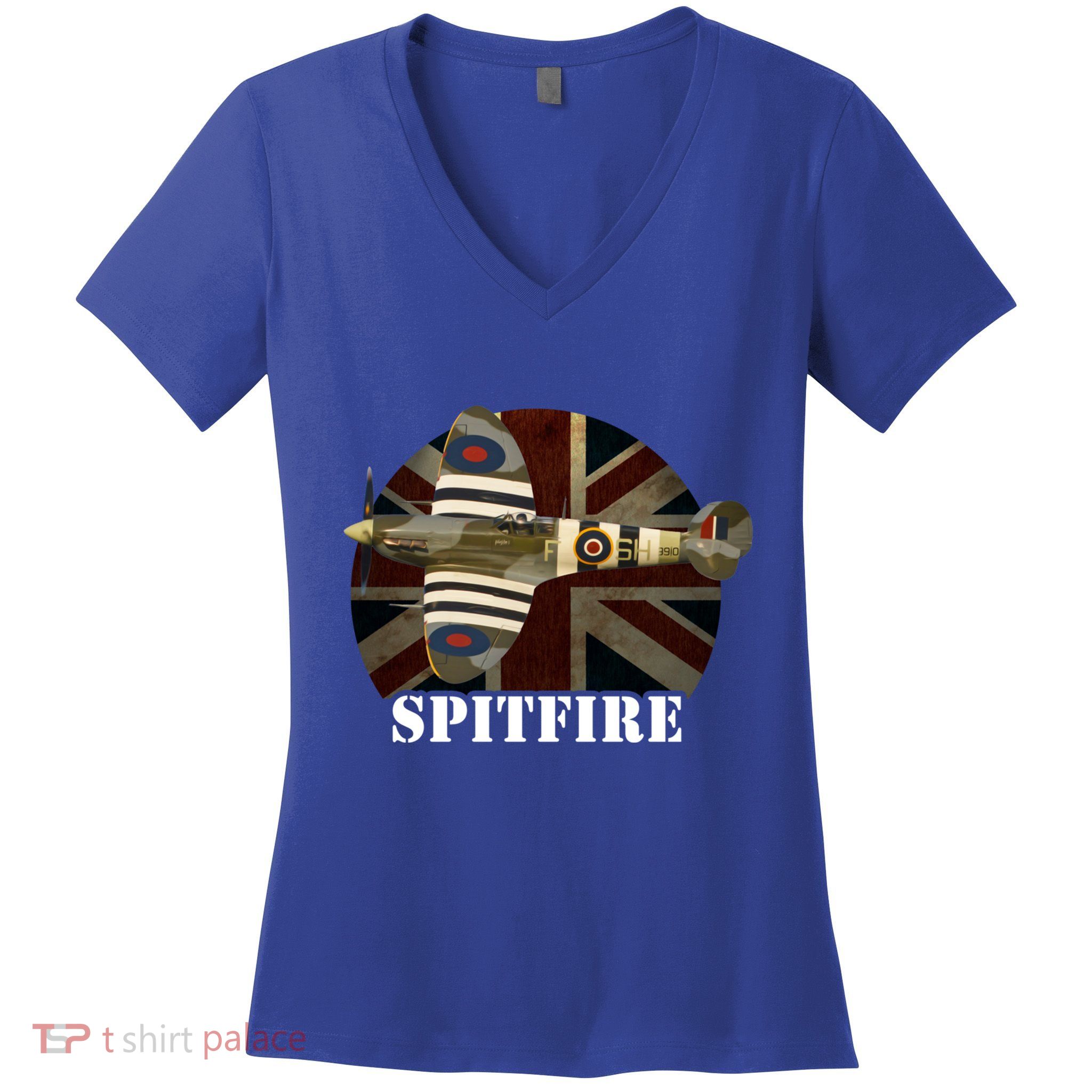 Spitfire Aircraft Ww2 Airplane Aeroplane War Plane Gift Women's V-Neck T-Shirt