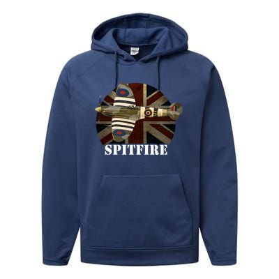 Spitfire Aircraft Ww2 Airplane Aeroplane War Plane Gift Performance Fleece Hoodie