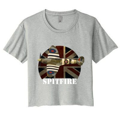 Spitfire Aircraft Ww2 Airplane Aeroplane War Plane Gift Women's Crop Top Tee