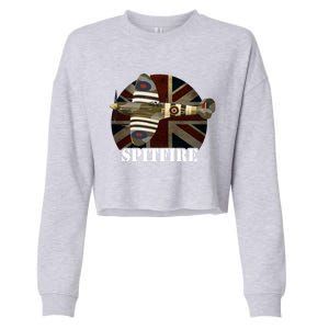 Spitfire Aircraft Ww2 Airplane Aeroplane War Plane Gift Cropped Pullover Crew