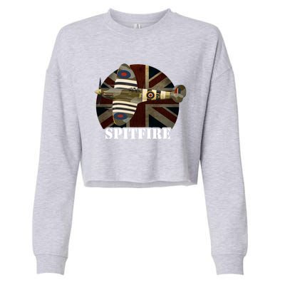 Spitfire Aircraft Ww2 Airplane Aeroplane War Plane Gift Cropped Pullover Crew