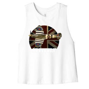 Spitfire Aircraft Ww2 Airplane Aeroplane War Plane Gift Women's Racerback Cropped Tank