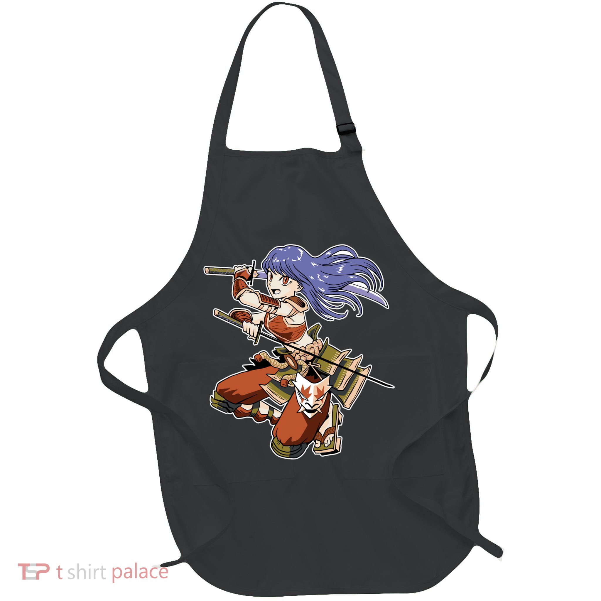 Samurai Anime Warrior Full-Length Apron With Pockets