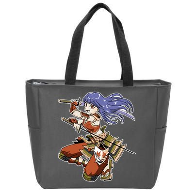 Samurai Anime Warrior Zip Tote Bag