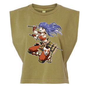 Samurai Anime Warrior Garment-Dyed Women's Muscle Tee