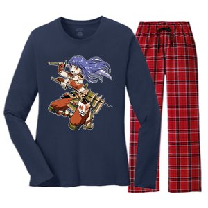 Samurai Anime Warrior Women's Long Sleeve Flannel Pajama Set 