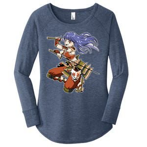 Samurai Anime Warrior Women's Perfect Tri Tunic Long Sleeve Shirt