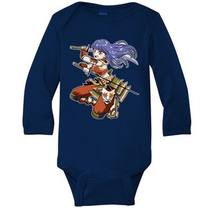 Samurai Anime Warrior Baby Long Sleeve Bodysuit