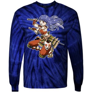 Samurai Anime Warrior Tie-Dye Long Sleeve Shirt