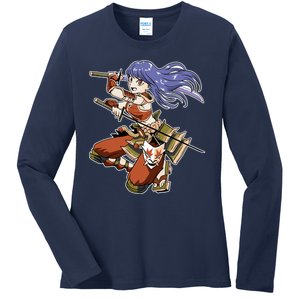 Samurai Anime Warrior Ladies Long Sleeve Shirt