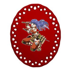 Samurai Anime Warrior Ceramic Oval Ornament