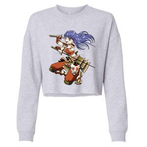 Samurai Anime Warrior Cropped Pullover Crew