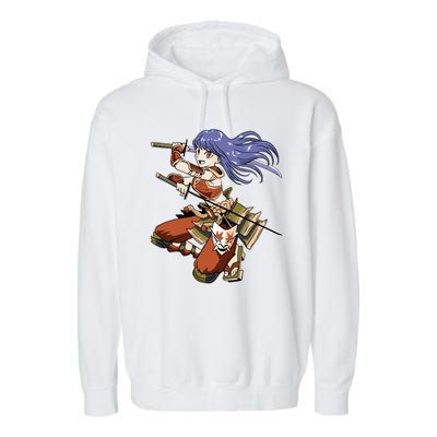 Samurai Anime Warrior Garment-Dyed Fleece Hoodie