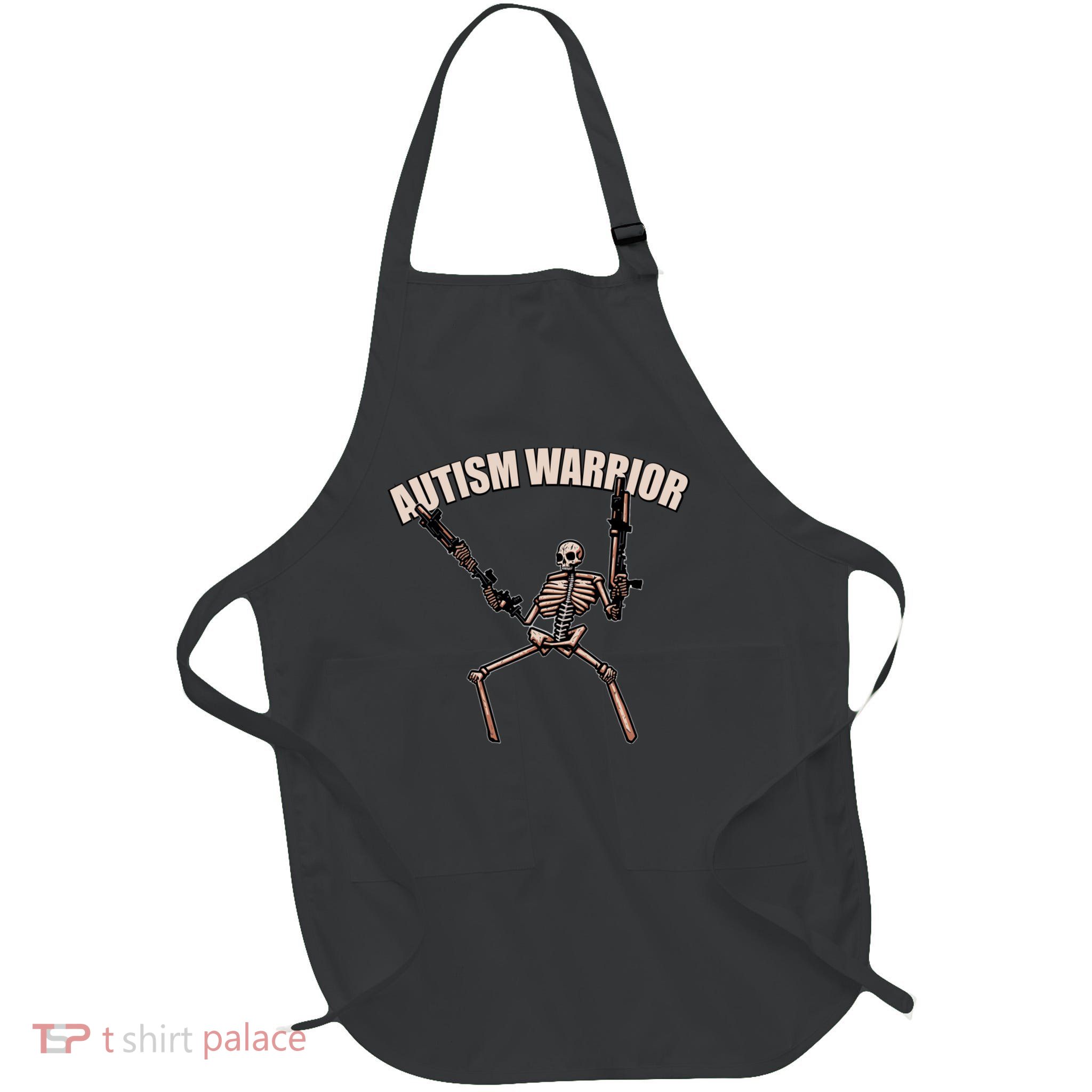 skull autism warrior autism skeleton meme autism awareness gift Full-Length Apron With Pockets