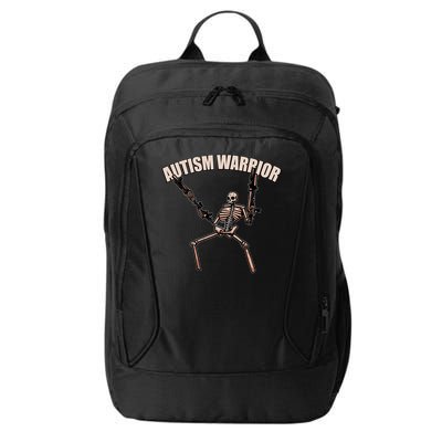 skull autism warrior autism skeleton meme autism awareness gift City Backpack