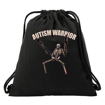 skull autism warrior autism skeleton meme autism awareness gift Drawstring Bag