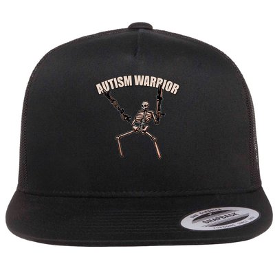 skull autism warrior autism skeleton meme autism awareness gift Flat Bill Trucker Hat