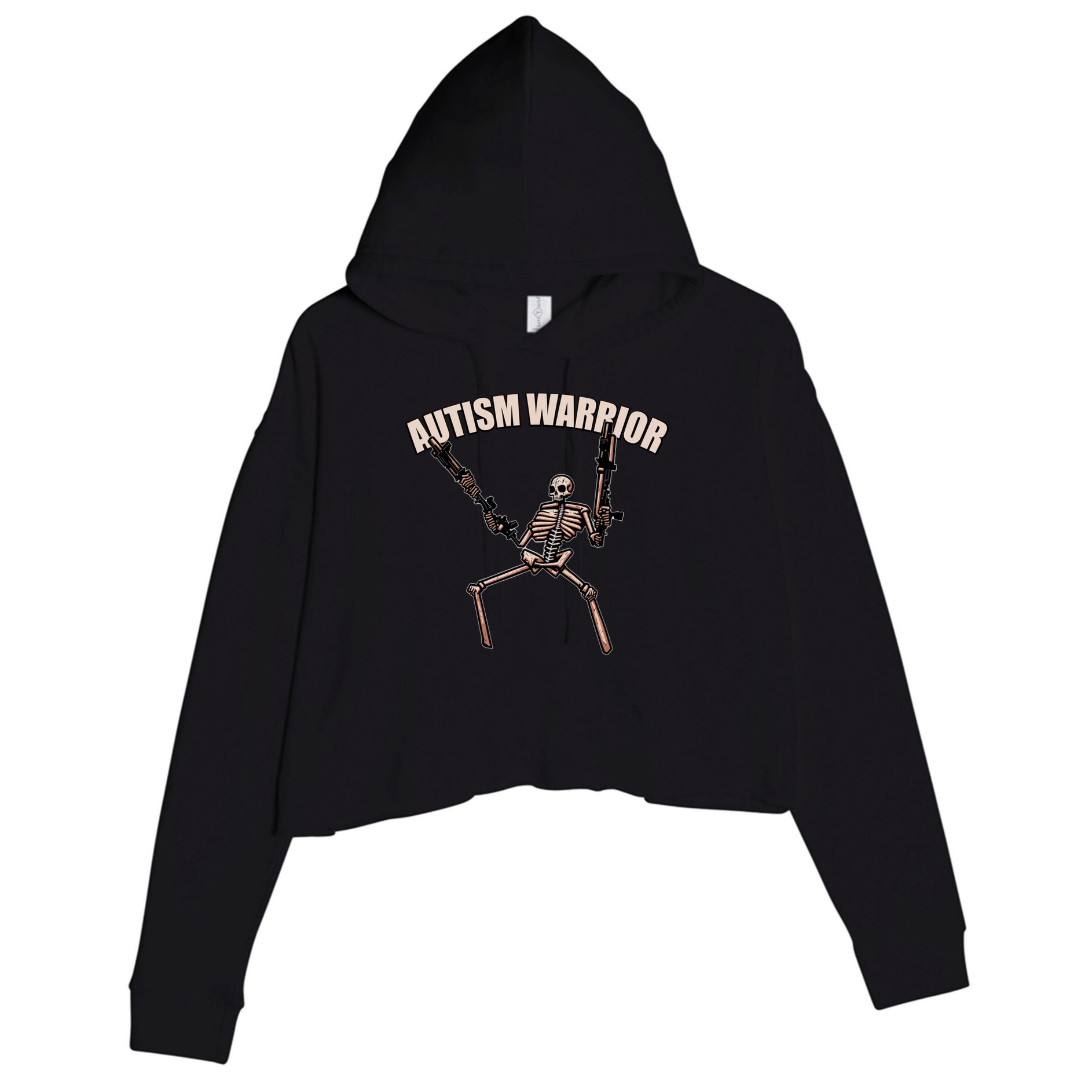 skull autism warrior autism skeleton meme autism awareness gift Crop Fleece Hoodie