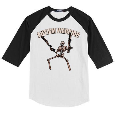 skull autism warrior autism skeleton meme autism awareness gift Kids Colorblock Raglan Jersey