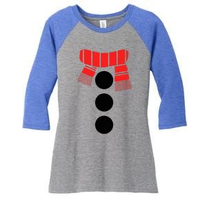 Snowman Adult White Snowman Costume Women's Tri-Blend 3/4-Sleeve Raglan Shirt