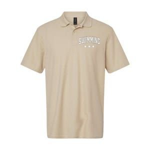 Swimming All White Stars Classic Retro Varsity Text Softstyle Adult Sport Polo