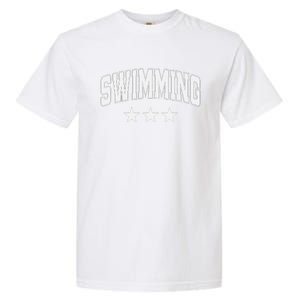 Swimming All White Stars Classic Retro Varsity Text Garment-Dyed Heavyweight T-Shirt