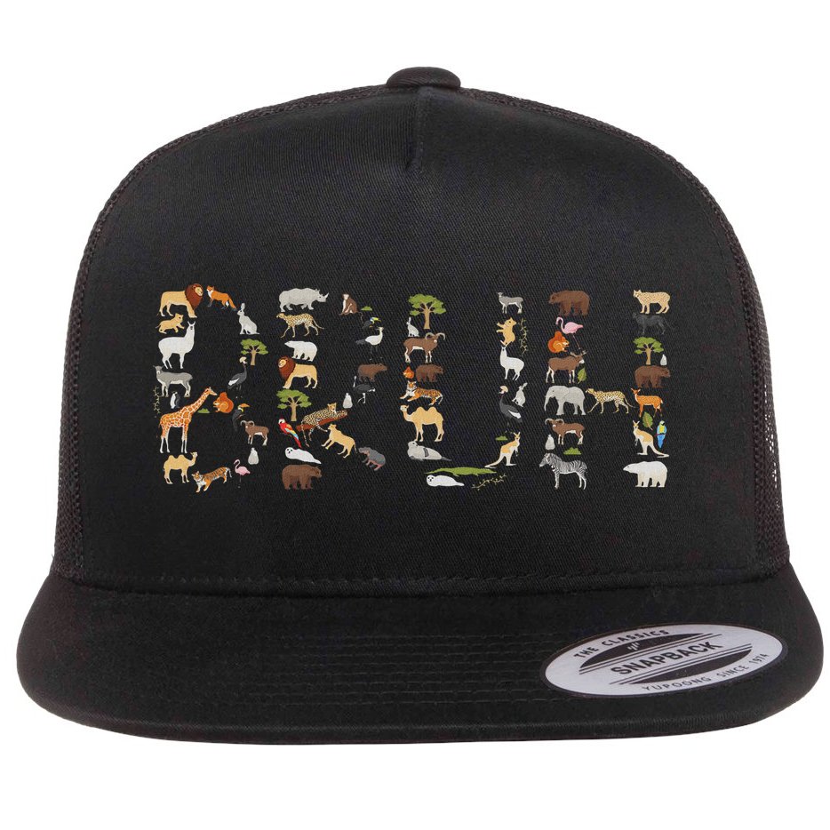 Safari Animals Wildlife Zookeeper Funny Bruh Ns Flat Bill Trucker Hat