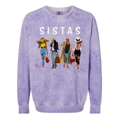 Sistas Afro Women Together Women  Women Birthday Colorblast Crewneck Sweatshirt