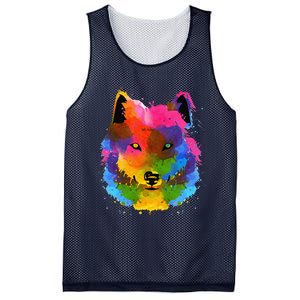 Splash Art Wolf Funny Watercolor Wildlife Dog Canine Outfit Mesh Reversible Basketball Jersey Tank