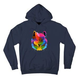 Splash Art Wolf Funny Watercolor Wildlife Dog Canine Outfit Tall Hoodie