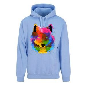 Splash Art Wolf Funny Watercolor Wildlife Dog Canine Outfit Unisex Surf Hoodie