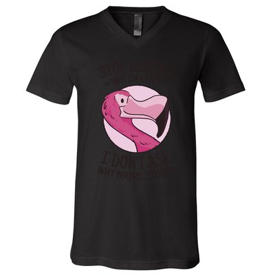 Stop Asking Why I'm Crazy I Don't Ask Why You're Stupid V-Neck T-Shirt