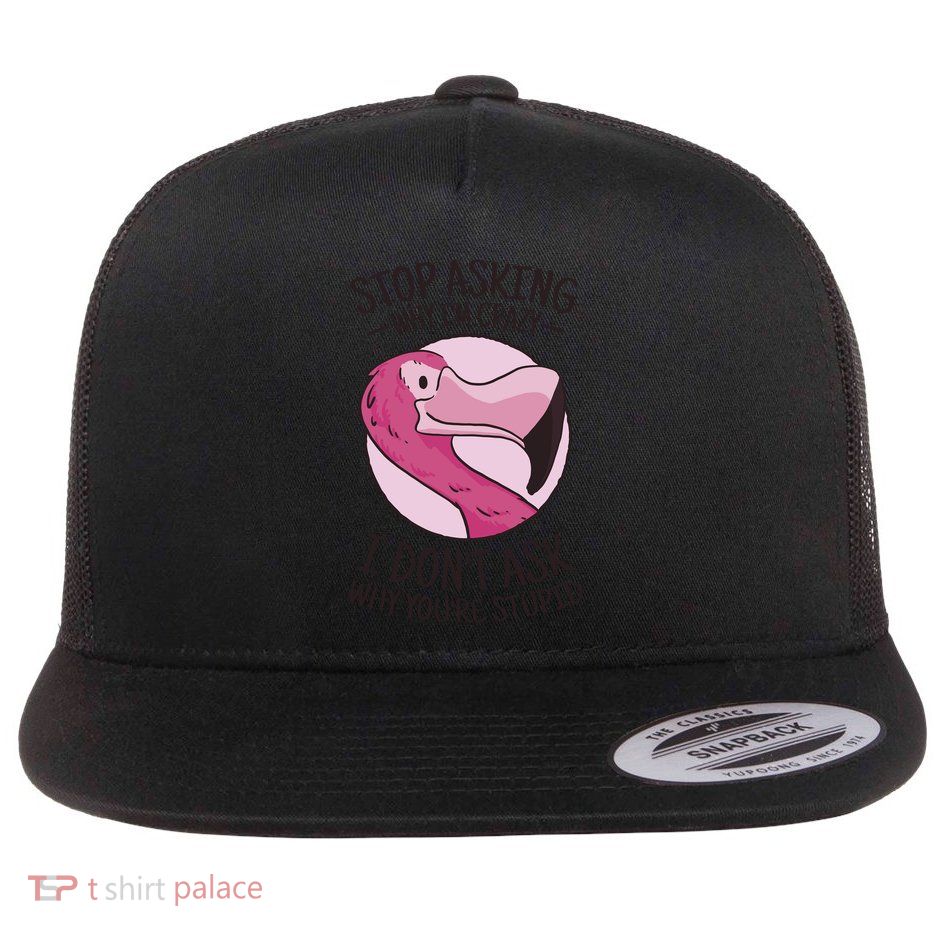 Stop Asking Why I'm Crazy I Don't Ask Why You're Stupid Flat Bill Trucker Hat