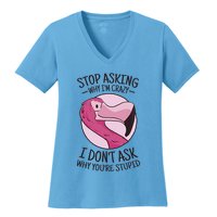Stop Asking Why I'm Crazy I Don't Ask Why You're Stupid Women's V-Neck T-Shirt