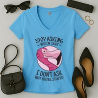 Stop Asking Why I'm Crazy I Don't Ask Why You're Stupid Women's V-Neck T-Shirt