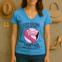 Stop Asking Why I'm Crazy I Don't Ask Why You're Stupid Women's V-Neck T-Shirt