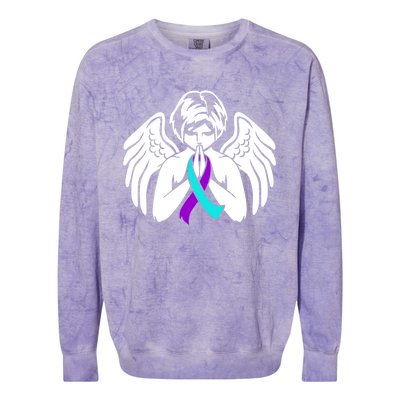 Suicide Awareness Wings Angel Ribbon Happy Support Graphic Cute Gift Colorblast Crewneck Sweatshirt