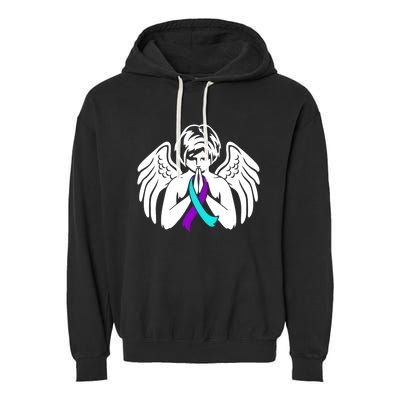 Suicide Awareness Wings Angel Ribbon Happy Support Graphic Cute Gift Garment-Dyed Fleece Hoodie