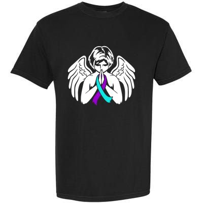 Suicide Awareness Wings Angel Ribbon Happy Support Graphic Cute Gift Garment-Dyed Heavyweight T-Shirt