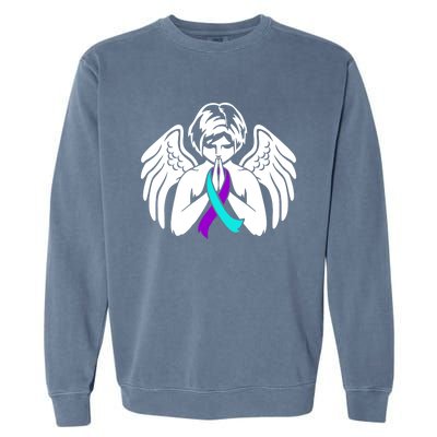 Suicide Awareness Wings Angel Ribbon Happy Support Graphic Cute Gift Garment-Dyed Sweatshirt