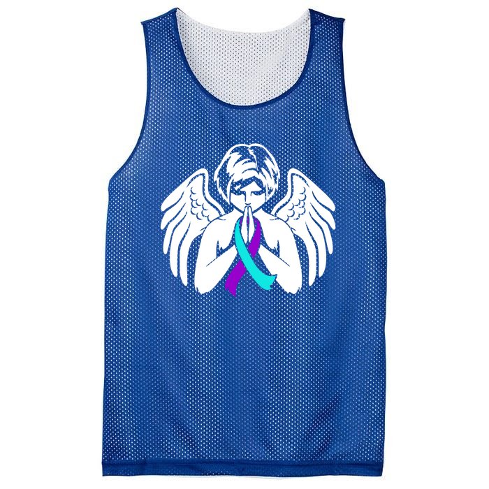 Suicide Awareness Wings Angel Ribbon Happy Support Graphic Cute Gift Mesh Reversible Basketball Jersey Tank