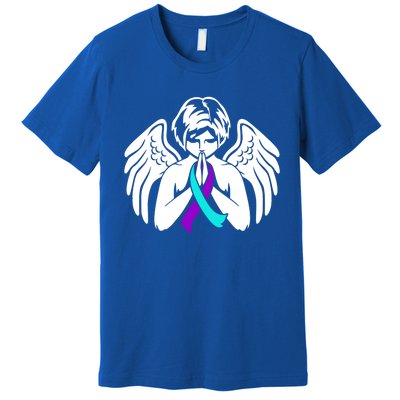 Suicide Awareness Wings Angel Ribbon Happy Support Graphic Cute Gift Premium T-Shirt