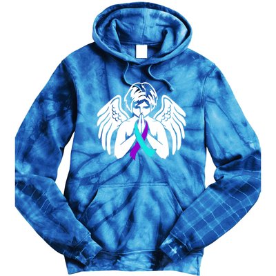 Suicide Awareness Wings Angel Ribbon Happy Support Graphic Cute Gift Tie Dye Hoodie