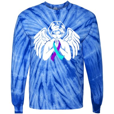 Suicide Awareness Wings Angel Ribbon Happy Support Graphic Cute Gift Tie-Dye Long Sleeve Shirt