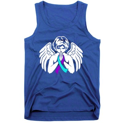 Suicide Awareness Wings Angel Ribbon Happy Support Graphic Cute Gift Tank Top