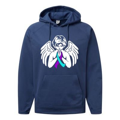 Suicide Awareness Wings Angel Ribbon Happy Support Graphic Cute Gift Performance Fleece Hoodie